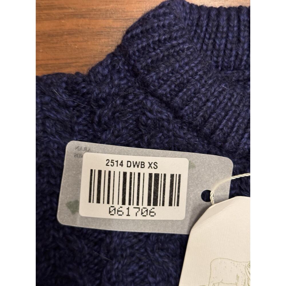 New XS Aran Original Company Cable Knit IslandsSweater Crew Neck Navy Blue NWT - Picture 5 of 10